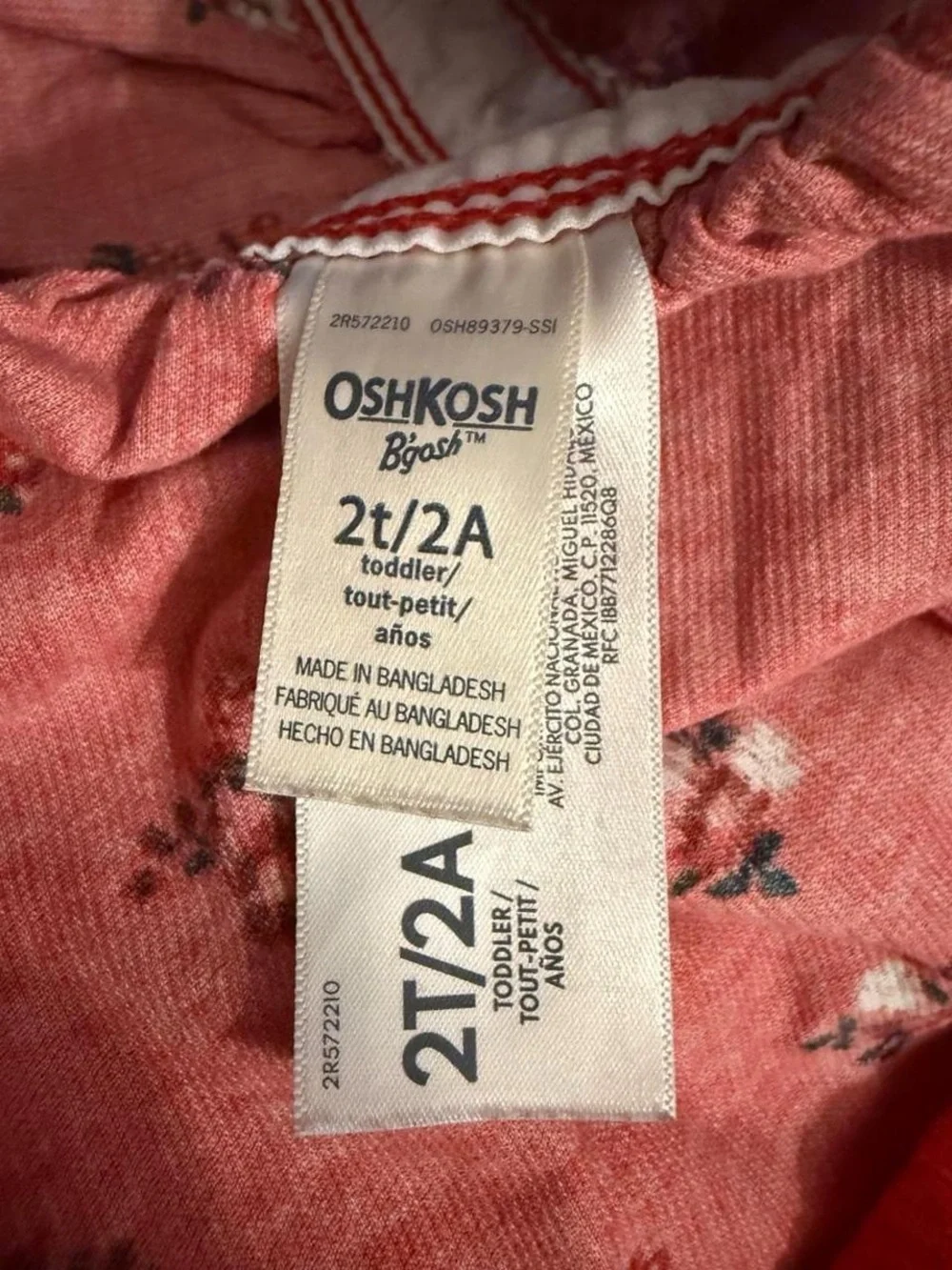 OshKosh B'gosh Bright Red Floral Corduroy Overall Dress
